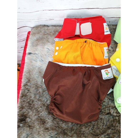 Kawaii Baby Reusable Cloth Diapers Adjustable Fit Multi-Color Pack Of 6 With Sna - Picture 3 of 8